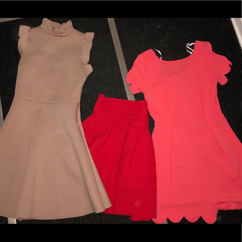 2 dresses and a skirt